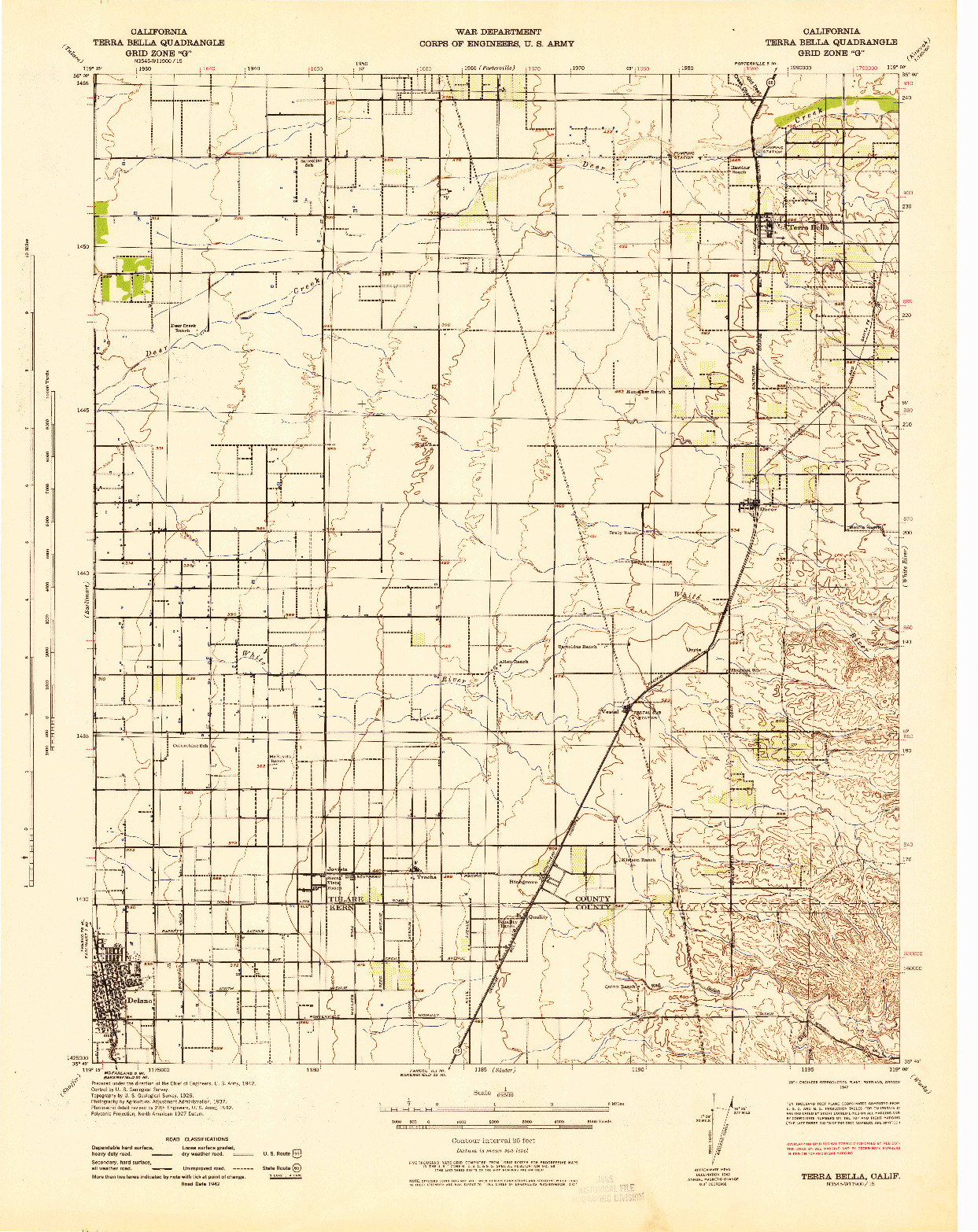 USGS 1:62500-SCALE QUADRANGLE FOR TERRA BELLA, CA 1942