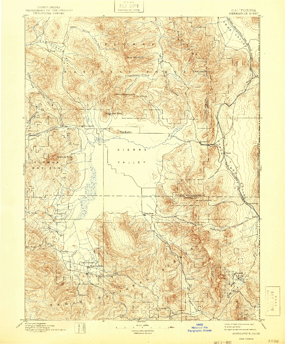 USGS 1:125000-SCALE QUADRANGLE FOR SIERRAVILLE, CA 1894