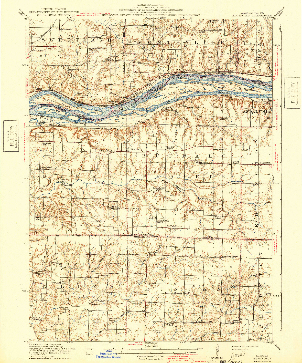 USGS 1:62500-SCALE QUADRANGLE FOR EDGINGTON, IL 1916