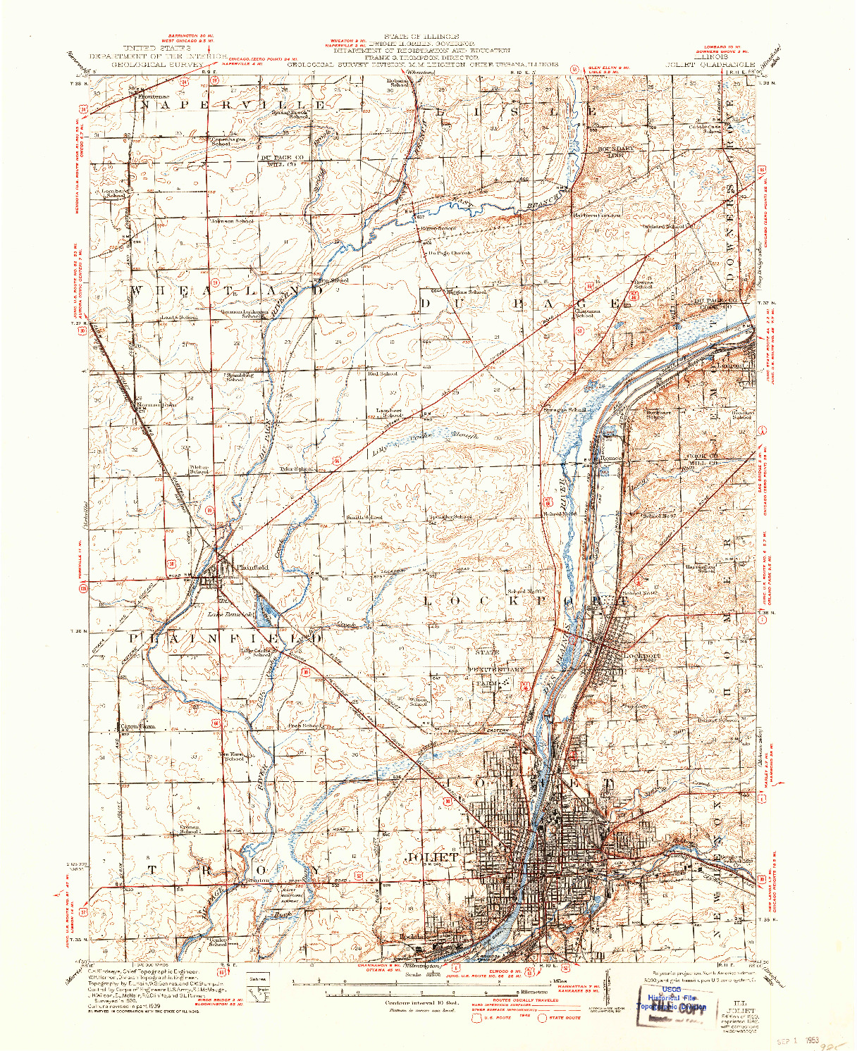 USGS 1:62500-SCALE QUADRANGLE FOR JOLIET, IL 1923