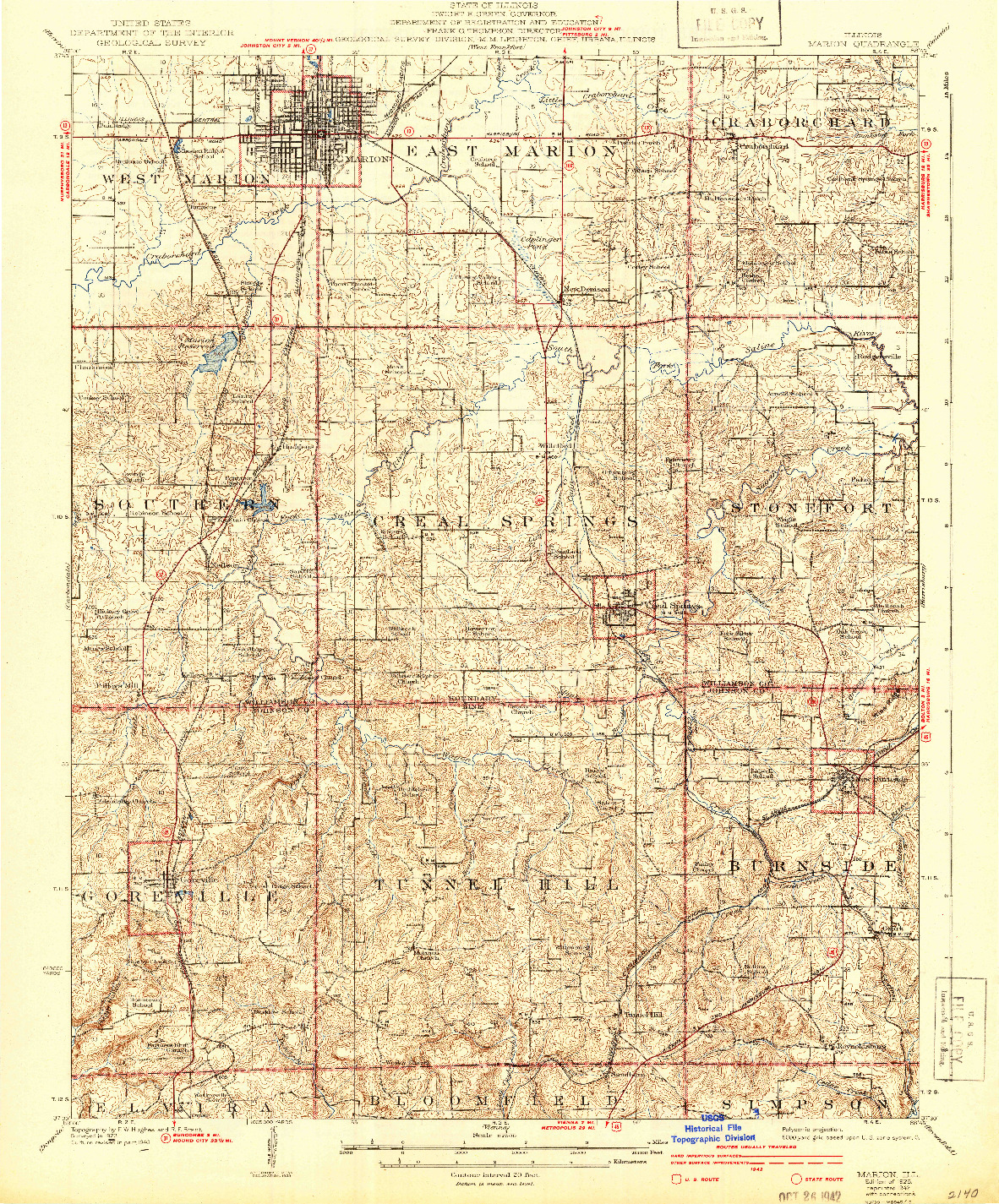 USGS 1:62500-SCALE QUADRANGLE FOR MARION, IL 1925
