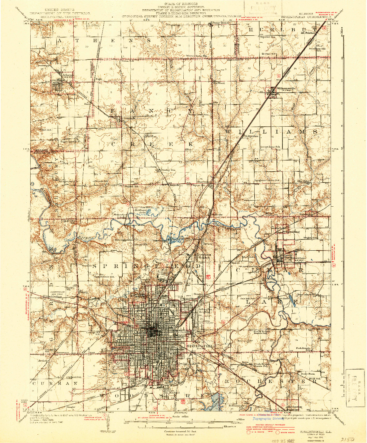 USGS 1:62500-SCALE QUADRANGLE FOR SPRINGFIELD, IL 1930