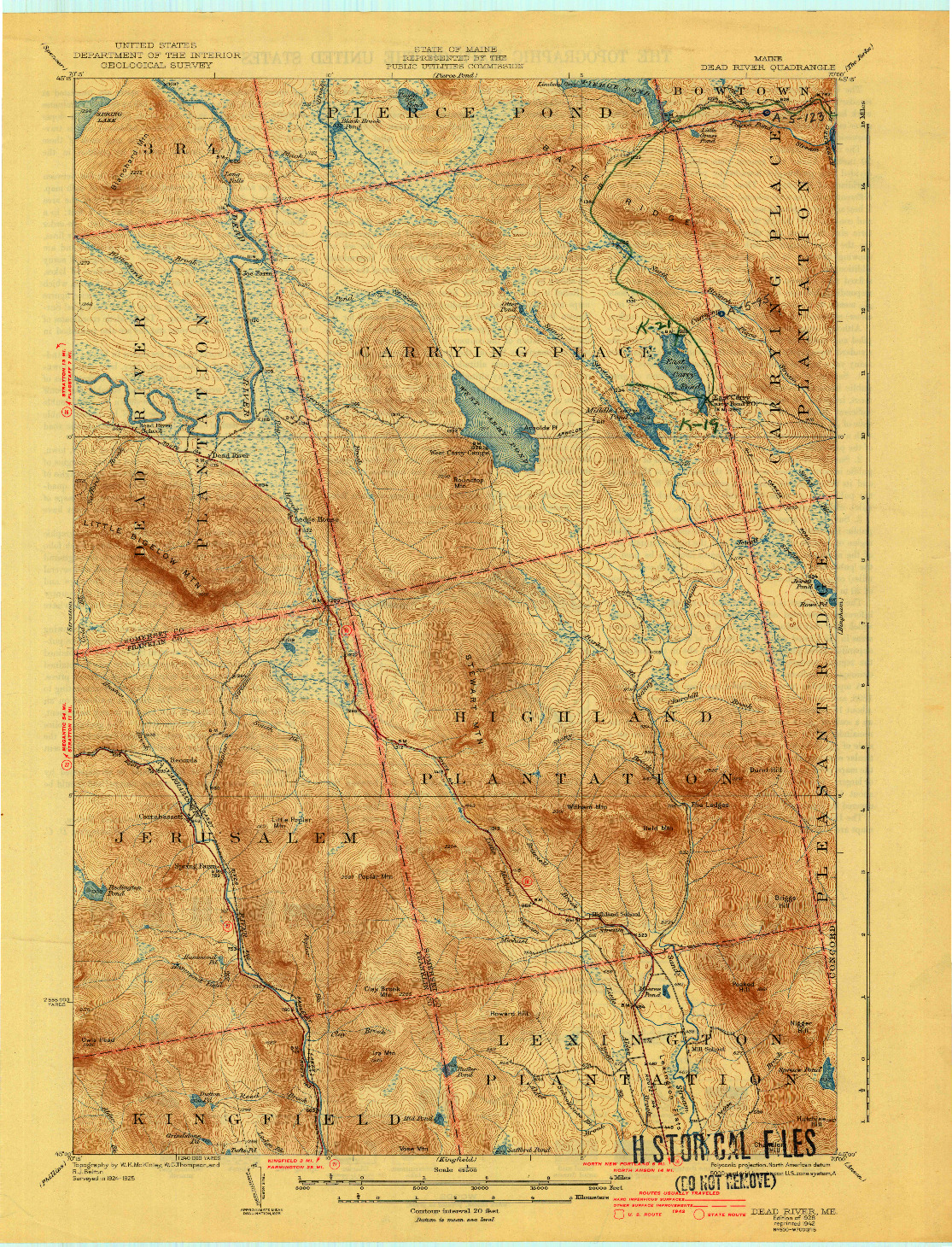 USGS 1:62500-SCALE QUADRANGLE FOR DEAD RIVER, ME 1928