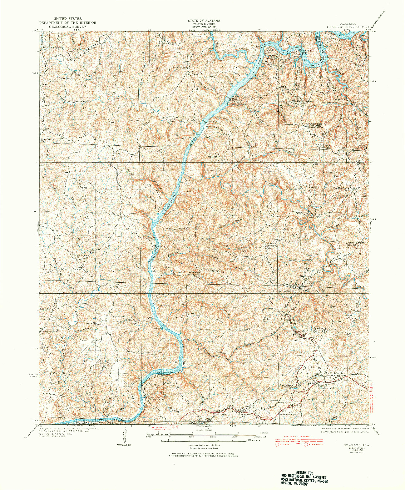 USGS 1:62500-SCALE QUADRANGLE FOR SEARLES, AL 1934