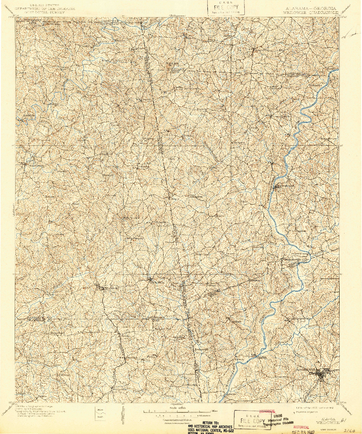 USGS 1:125000-SCALE QUADRANGLE FOR WEDOWEE, AL 1902