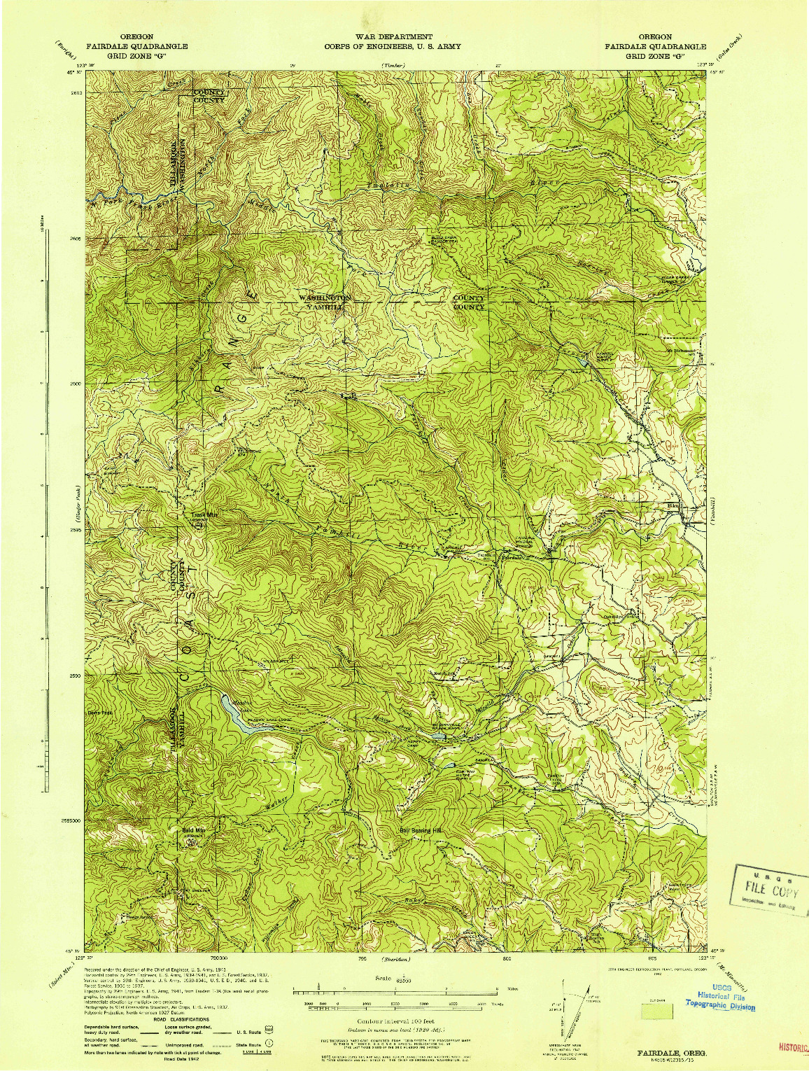 USGS 1:62500-SCALE QUADRANGLE FOR FAIRDALE, OR 1942