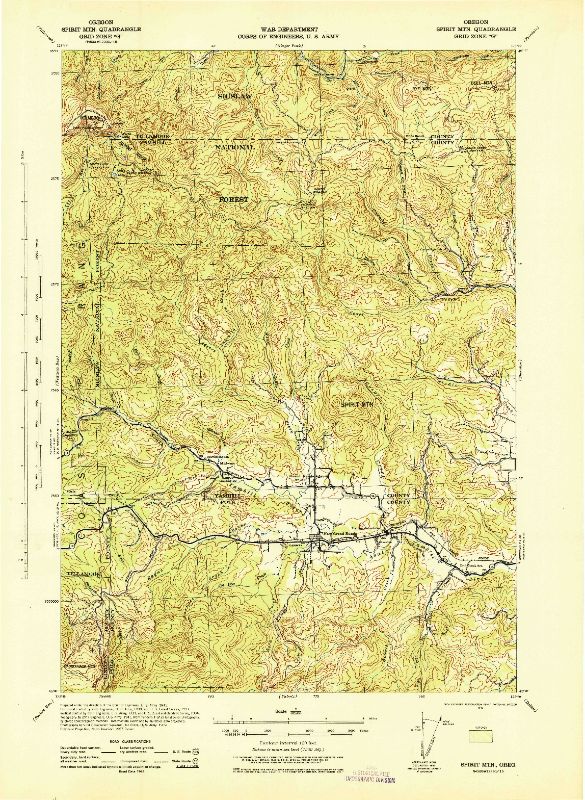 USGS 1:62500-SCALE QUADRANGLE FOR SPIRIT MTN, OR 1942
