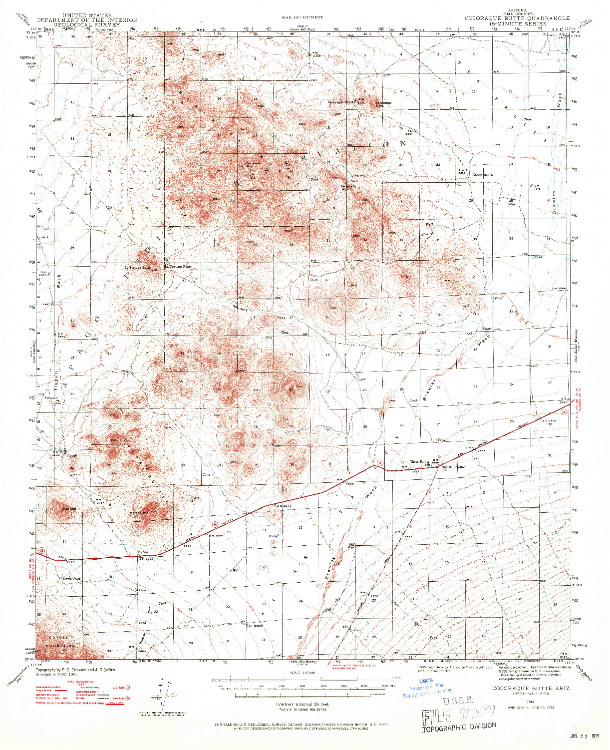USGS 1:62500-SCALE QUADRANGLE FOR COCORAQUE BUTTE, AZ 1941