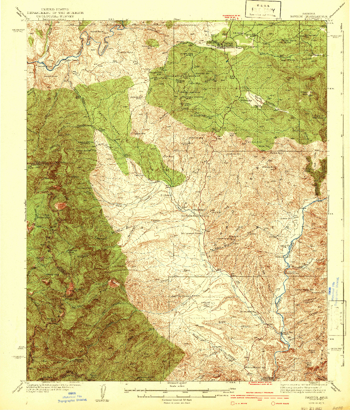 USGS 1:62500-SCALE QUADRANGLE FOR PAYSON, AZ 1942