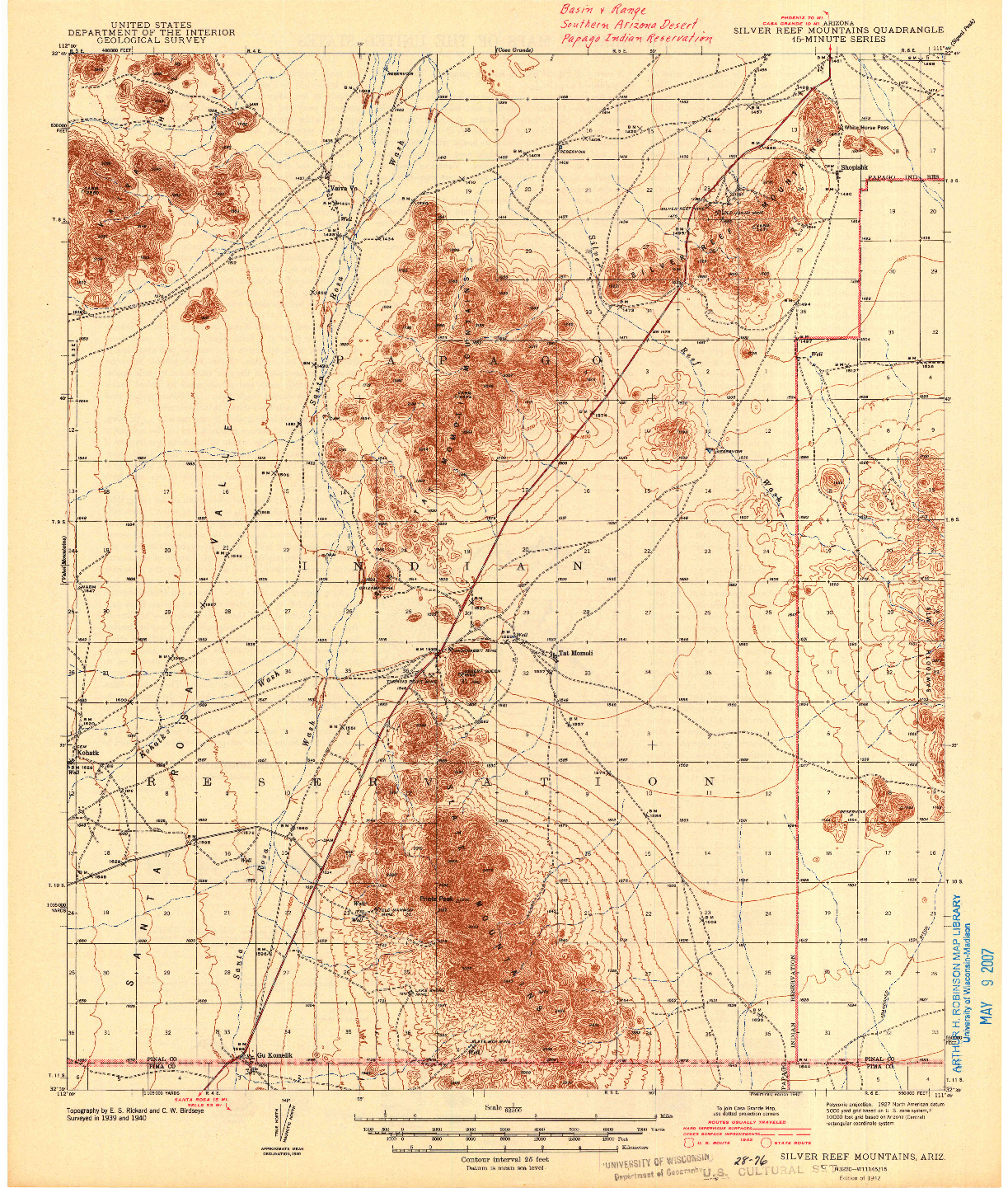 USGS 1:62500-SCALE QUADRANGLE FOR SILVER REEF MOUNTAINS, AZ 1942