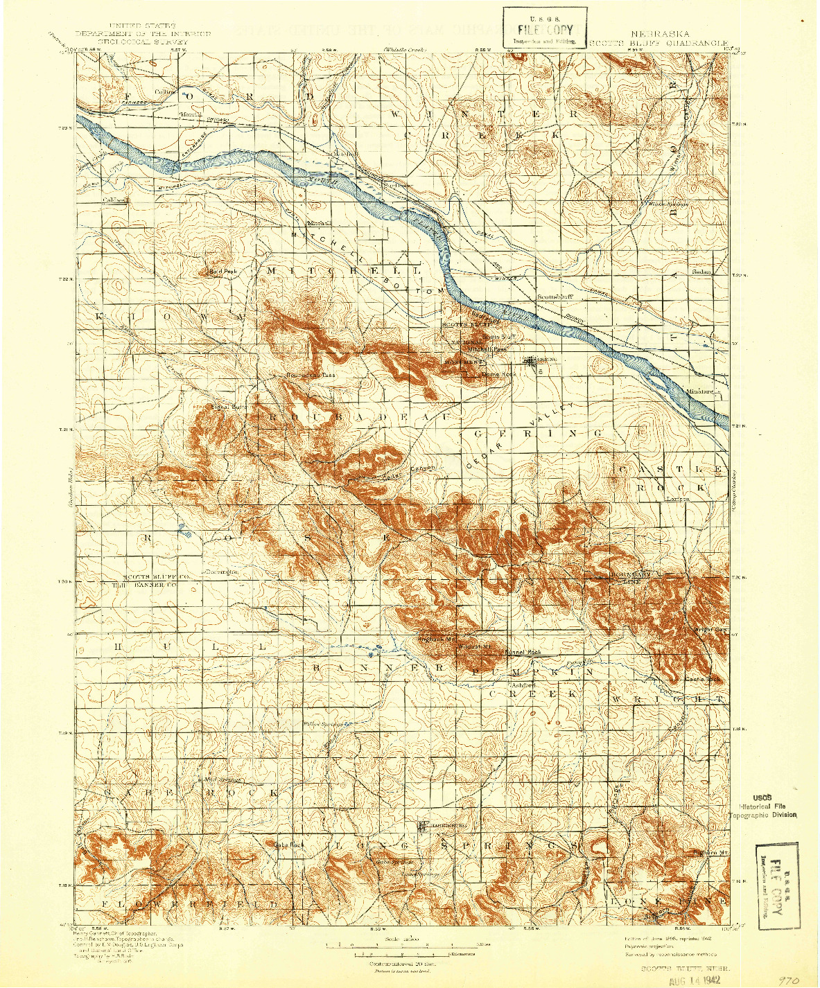 USGS 1:125000-SCALE QUADRANGLE FOR SCOTTS BLUFF, NE 1898
