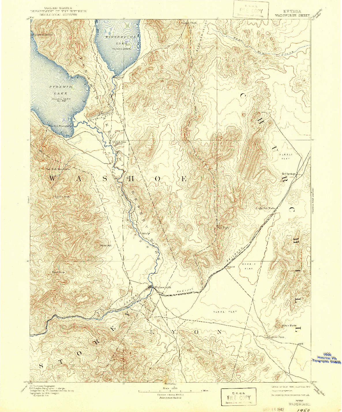 USGS 1:125000-SCALE QUADRANGLE FOR WADSWORTH, NV 1894