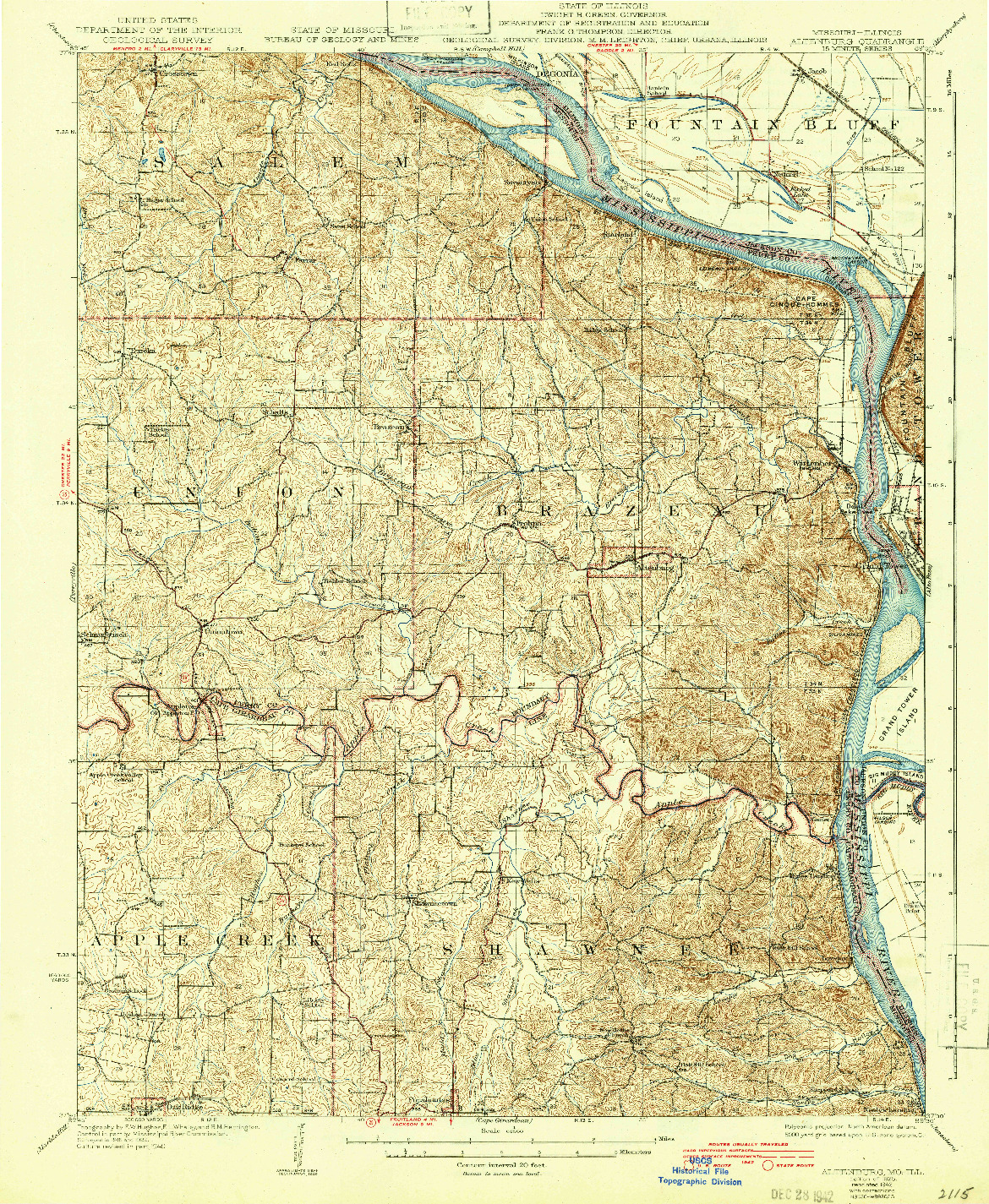 USGS 1:62500-SCALE QUADRANGLE FOR ALTENBURG, MO 1925