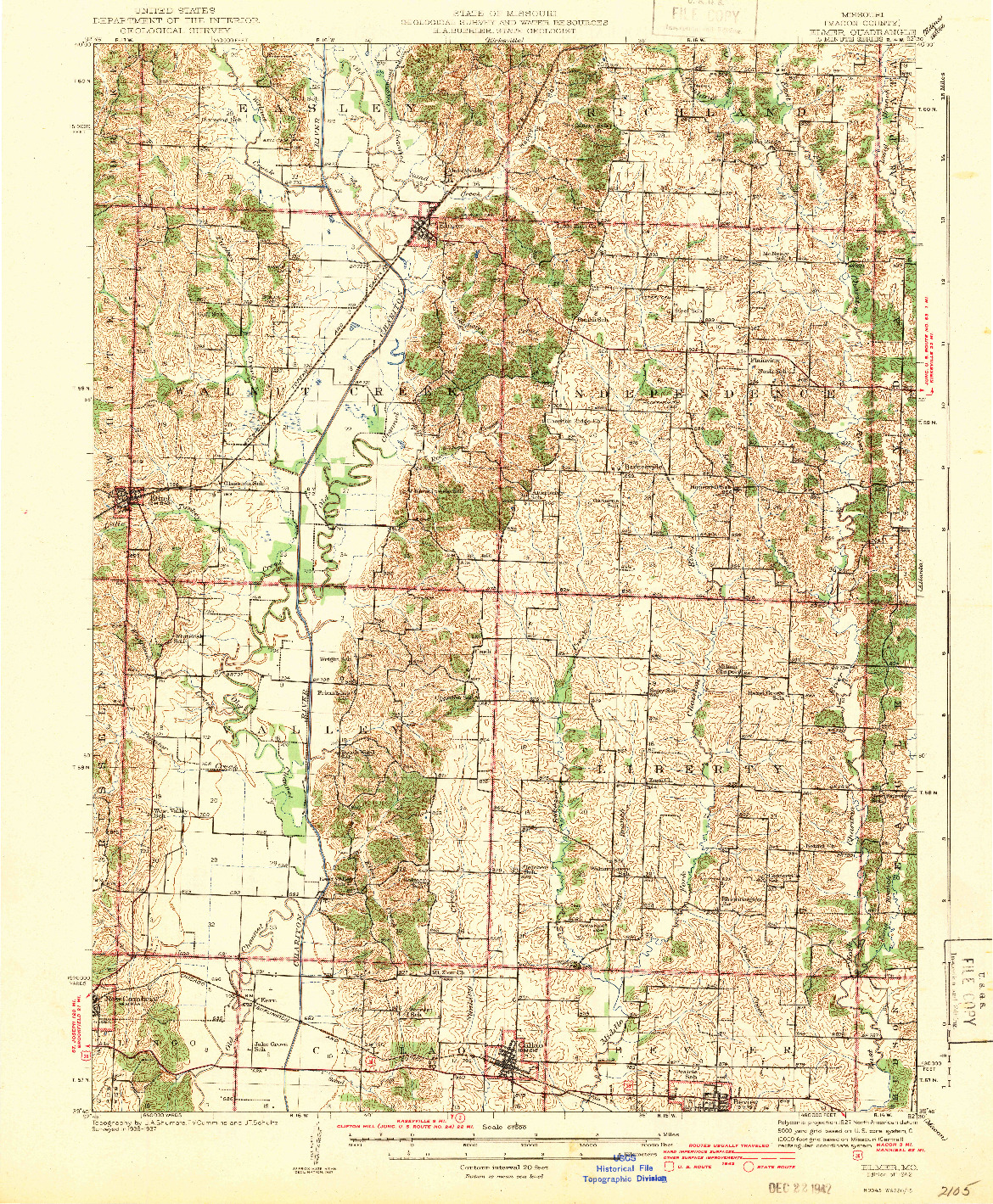 USGS 1:62500-SCALE QUADRANGLE FOR ELMER, MO 1942