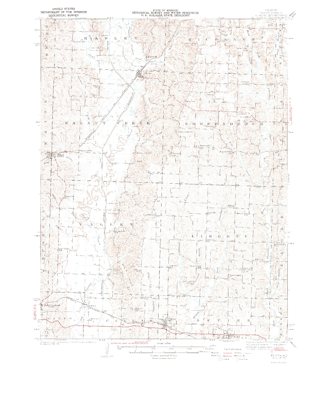 USGS 1:62500-SCALE QUADRANGLE FOR ELMER, MO 1942
