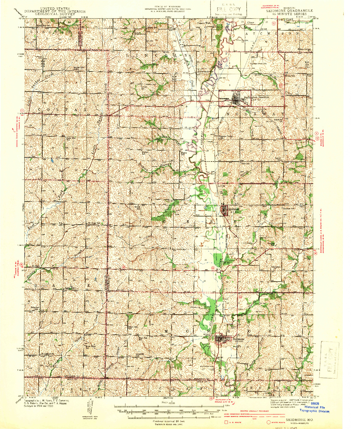 USGS 1:62500-SCALE QUADRANGLE FOR SKIDMORE, MO 1942