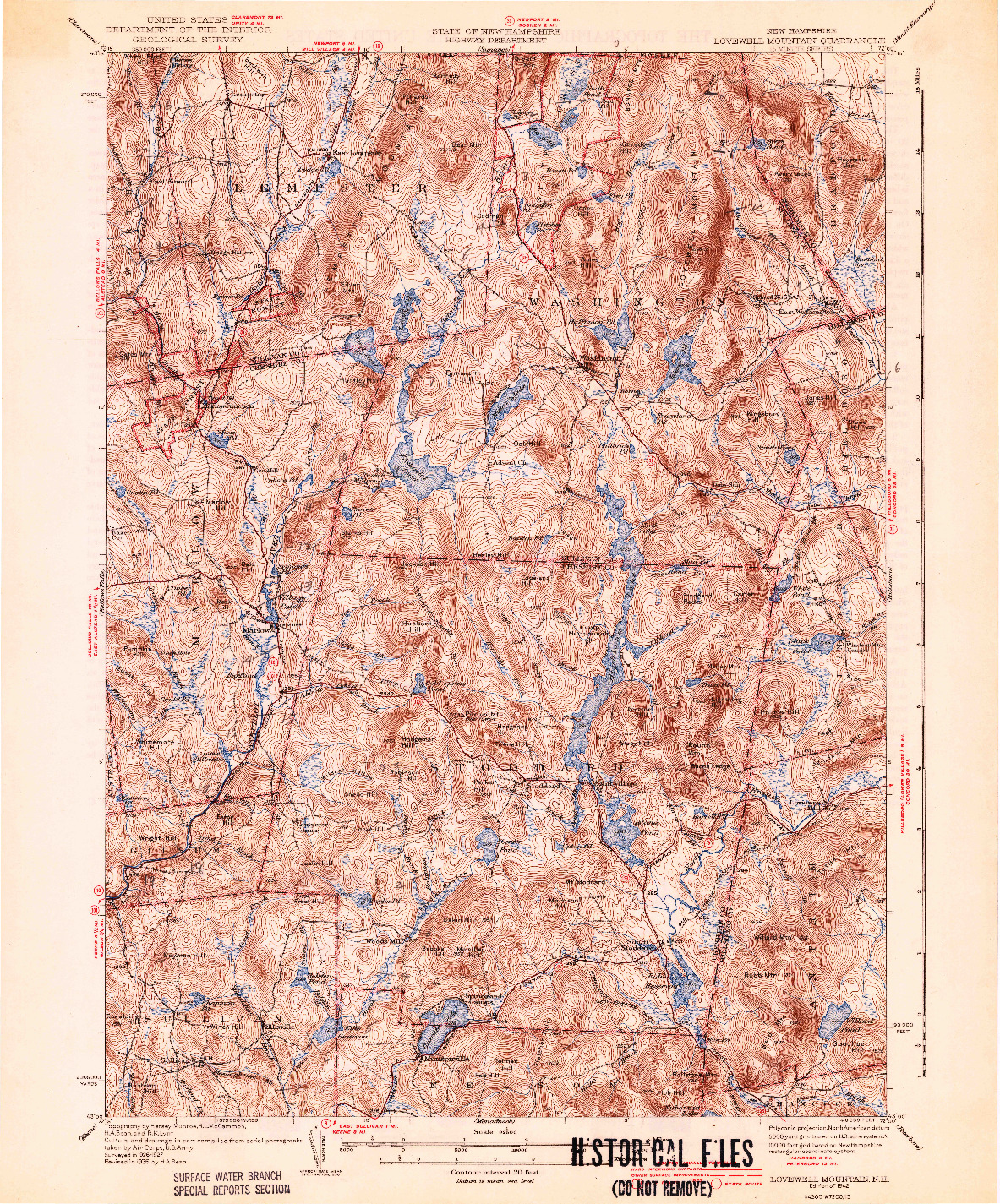USGS 1:62500-SCALE QUADRANGLE FOR LOVEWELL MOUNTAIN, NH 1942