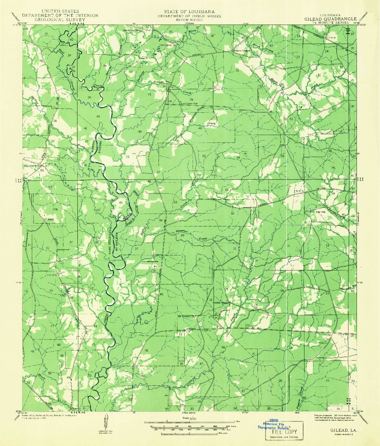 USGS 1:31680-SCALE QUADRANGLE FOR GILEAD, LA 1942