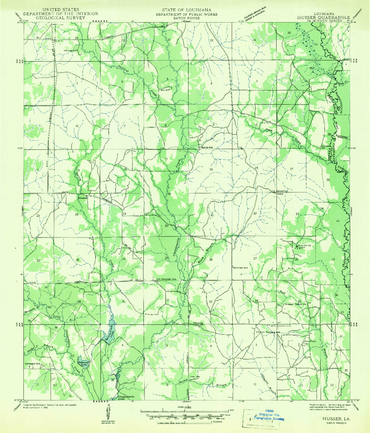 USGS 1:31680-SCALE QUADRANGLE FOR HUSSER, LA 1942