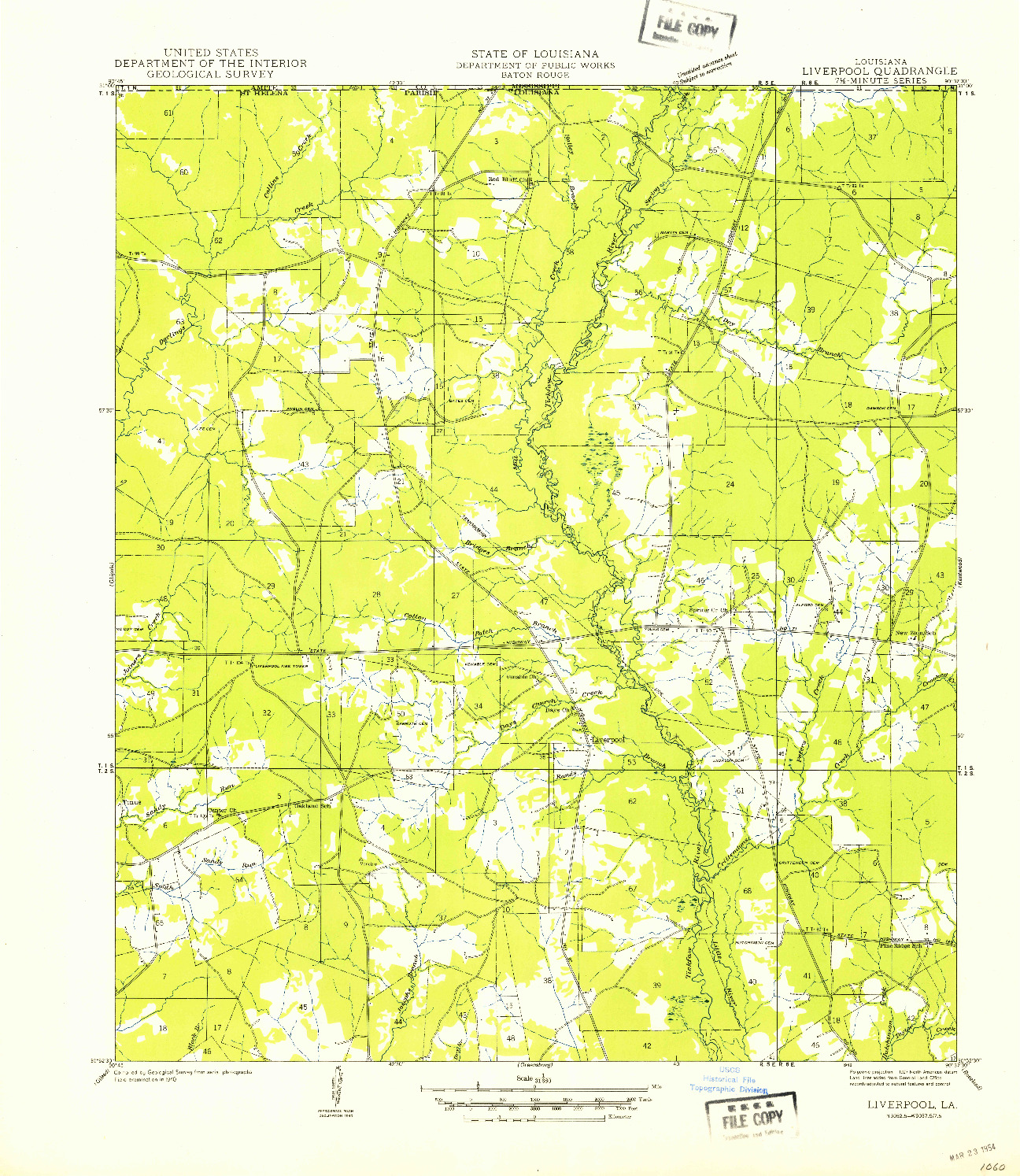 USGS 1:31680-SCALE QUADRANGLE FOR LIVERPOOL, LA 1942