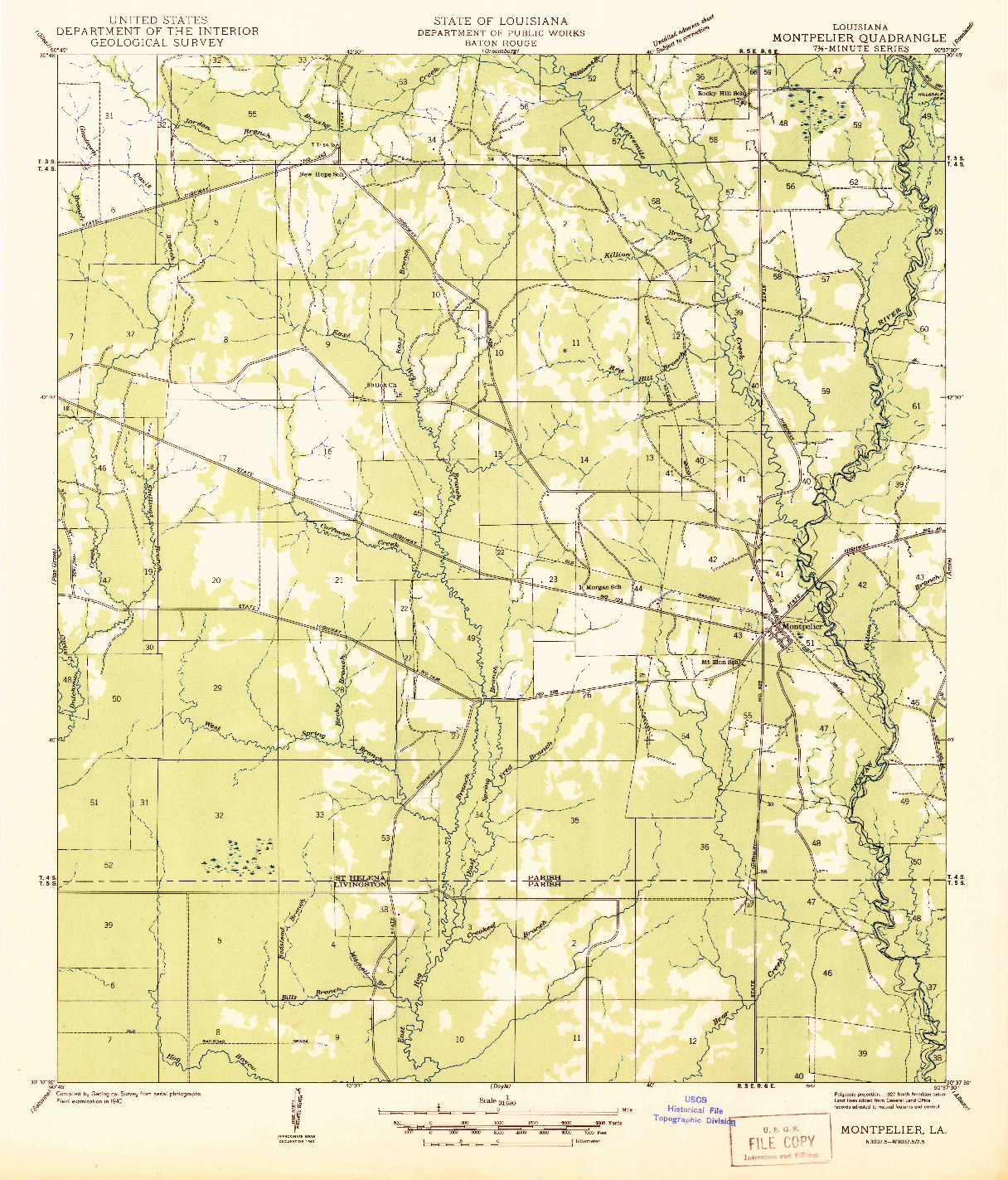 USGS 1:31680-SCALE QUADRANGLE FOR MONTPELIER, LA 1942