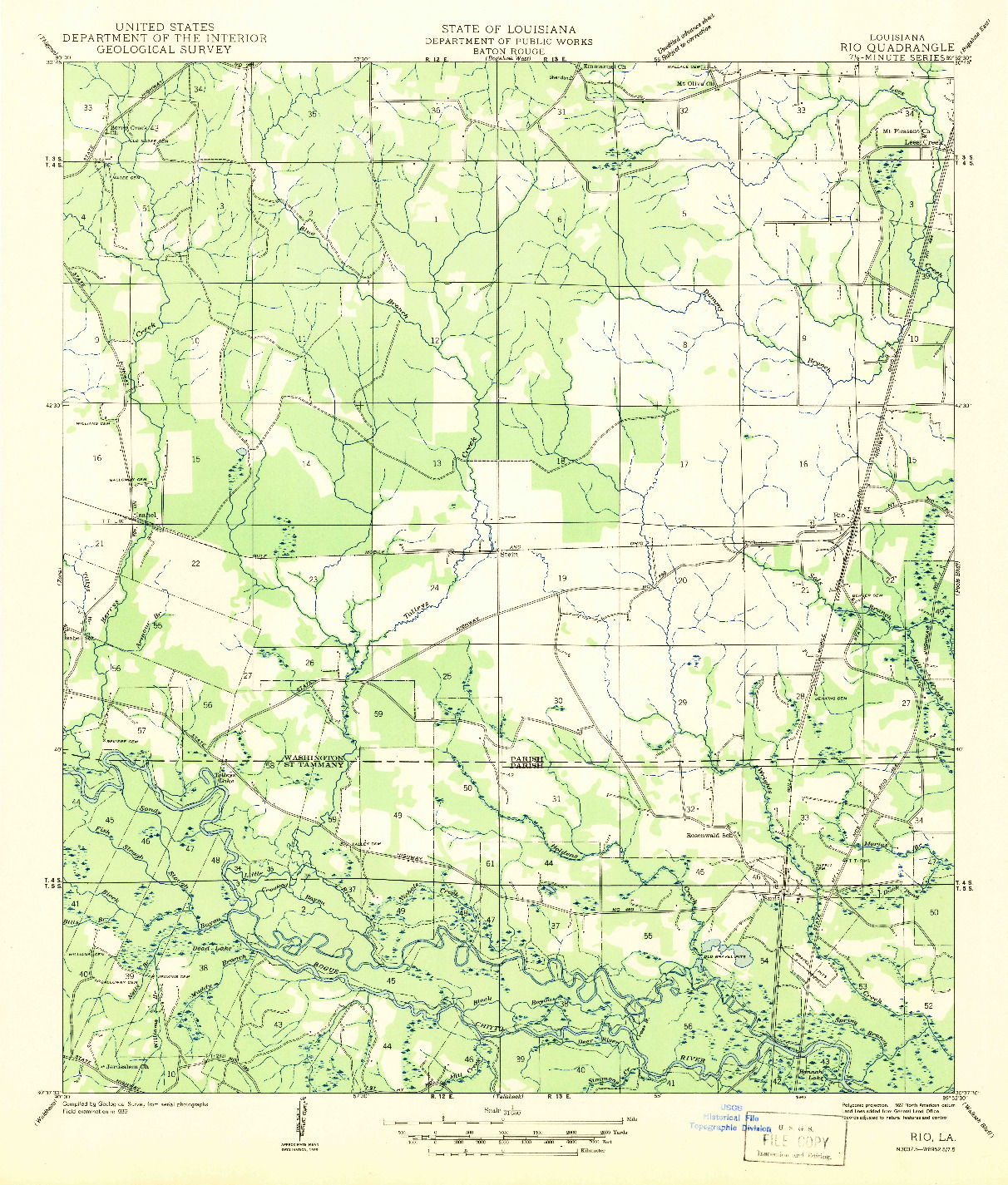 USGS 1:31680-SCALE QUADRANGLE FOR RIO, LA 1942