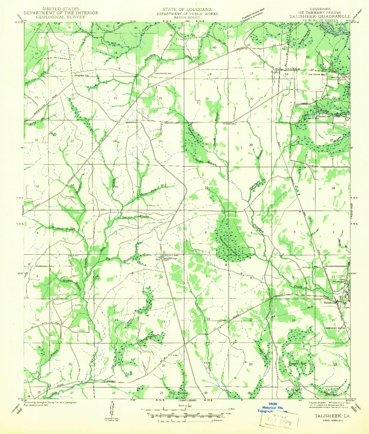 USGS 1:31680-SCALE QUADRANGLE FOR TALISHEEK, LA 1942