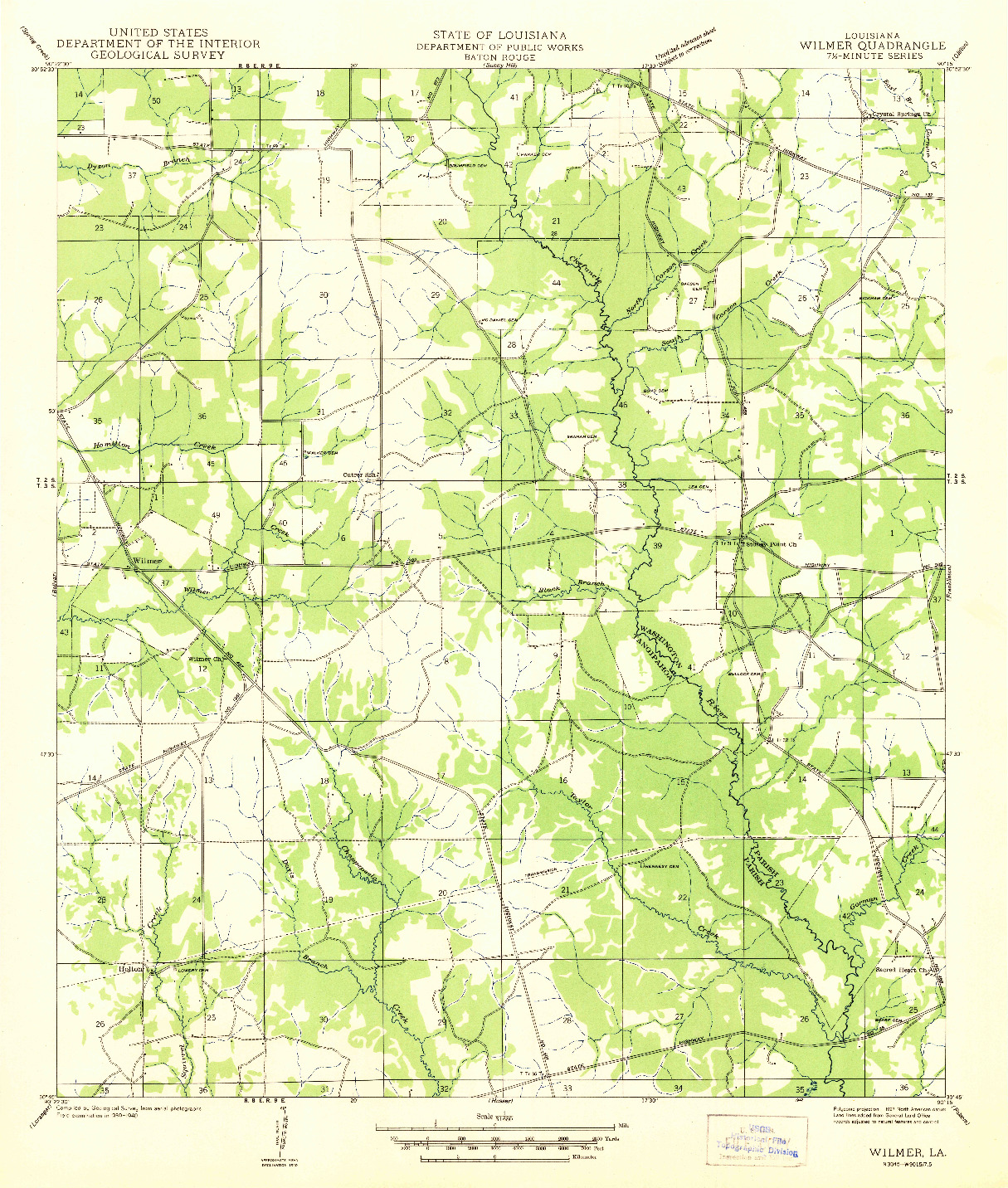 USGS 1:31680-SCALE QUADRANGLE FOR WILMER, LA 1942