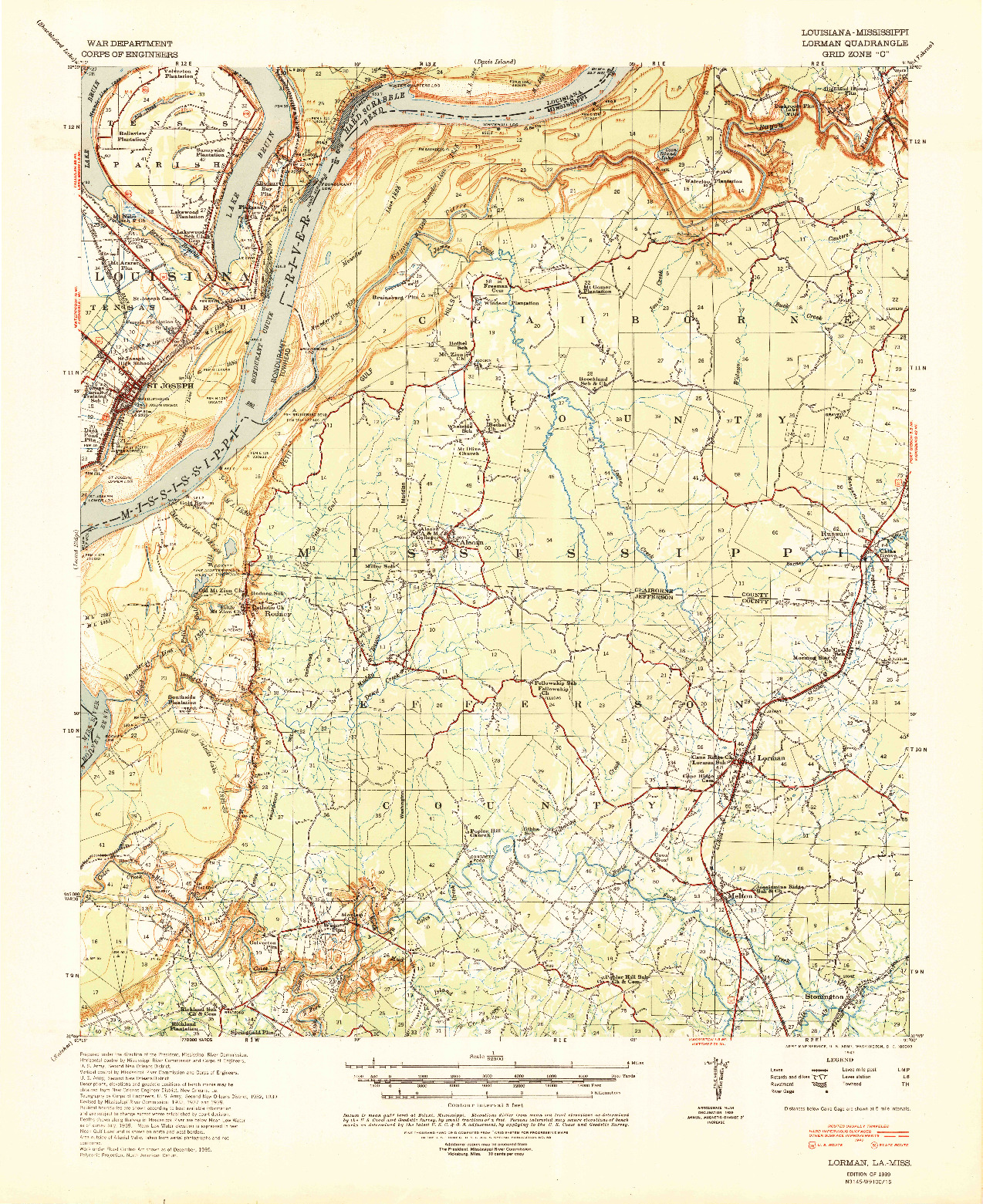 USGS 1:62500-SCALE QUADRANGLE FOR LORMAN, LA 1939