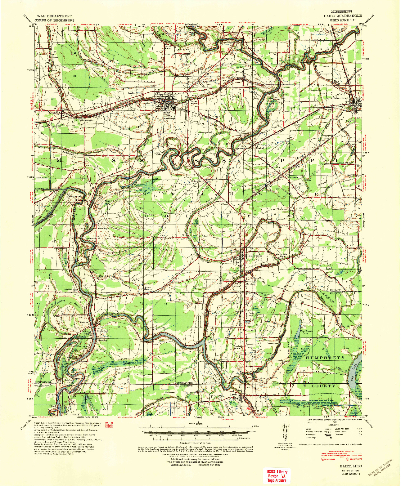 USGS 1:62500-SCALE QUADRANGLE FOR BAIRD, MS 1940