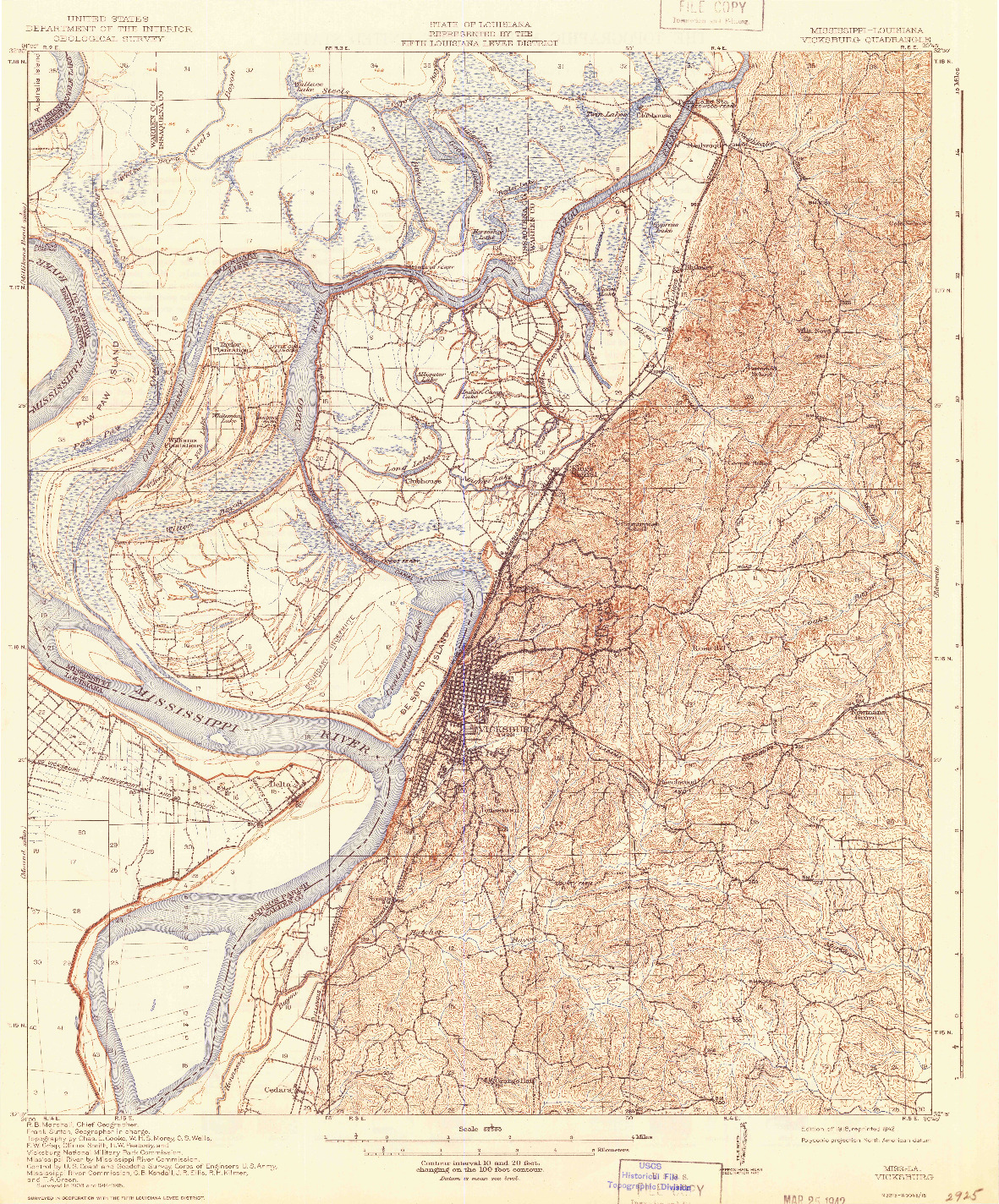 USGS 1:62500-SCALE QUADRANGLE FOR VICKSBURG, MS 1918