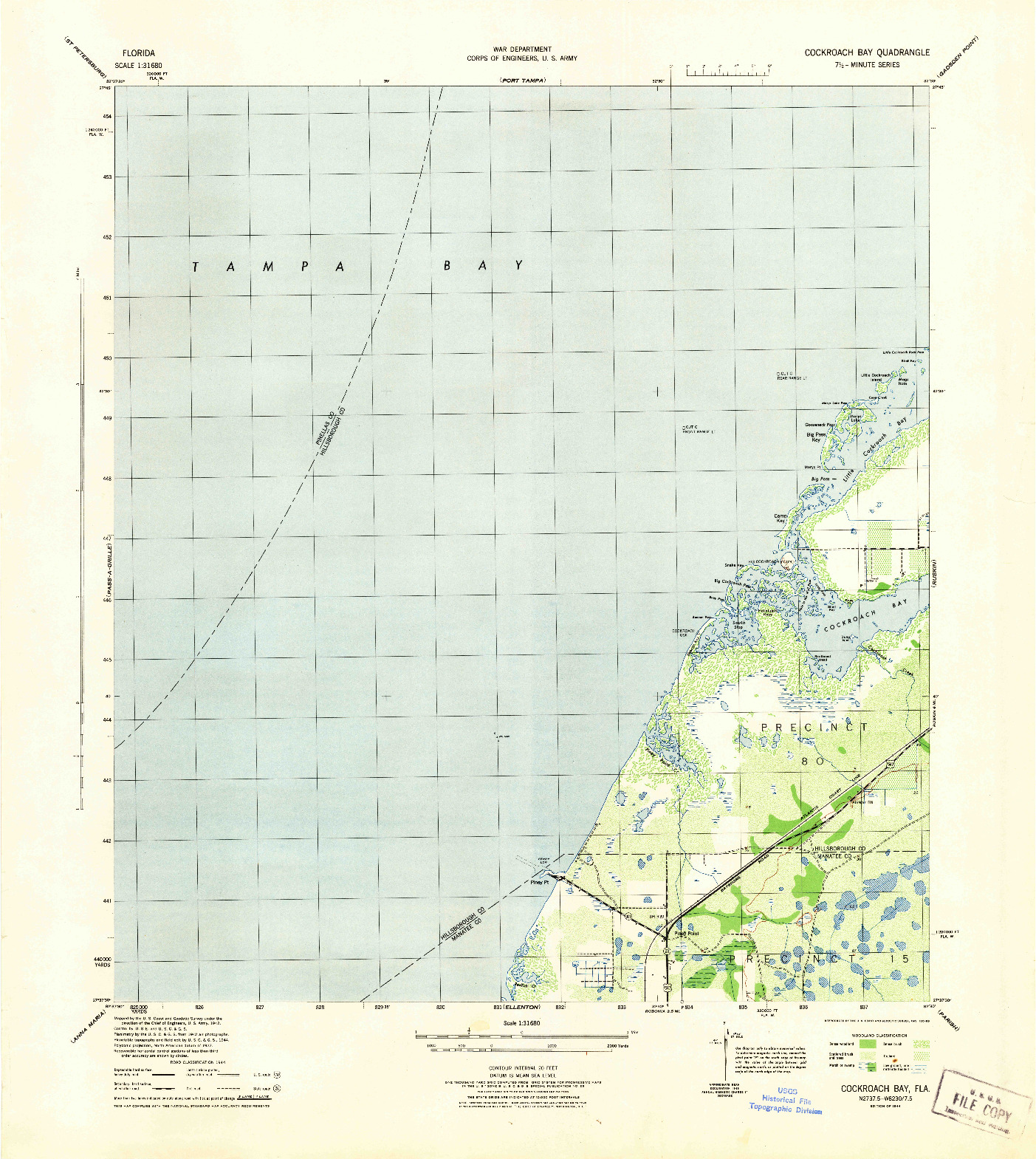 USGS 1:31680-SCALE QUADRANGLE FOR COCKROACH BAY, FL 1942
