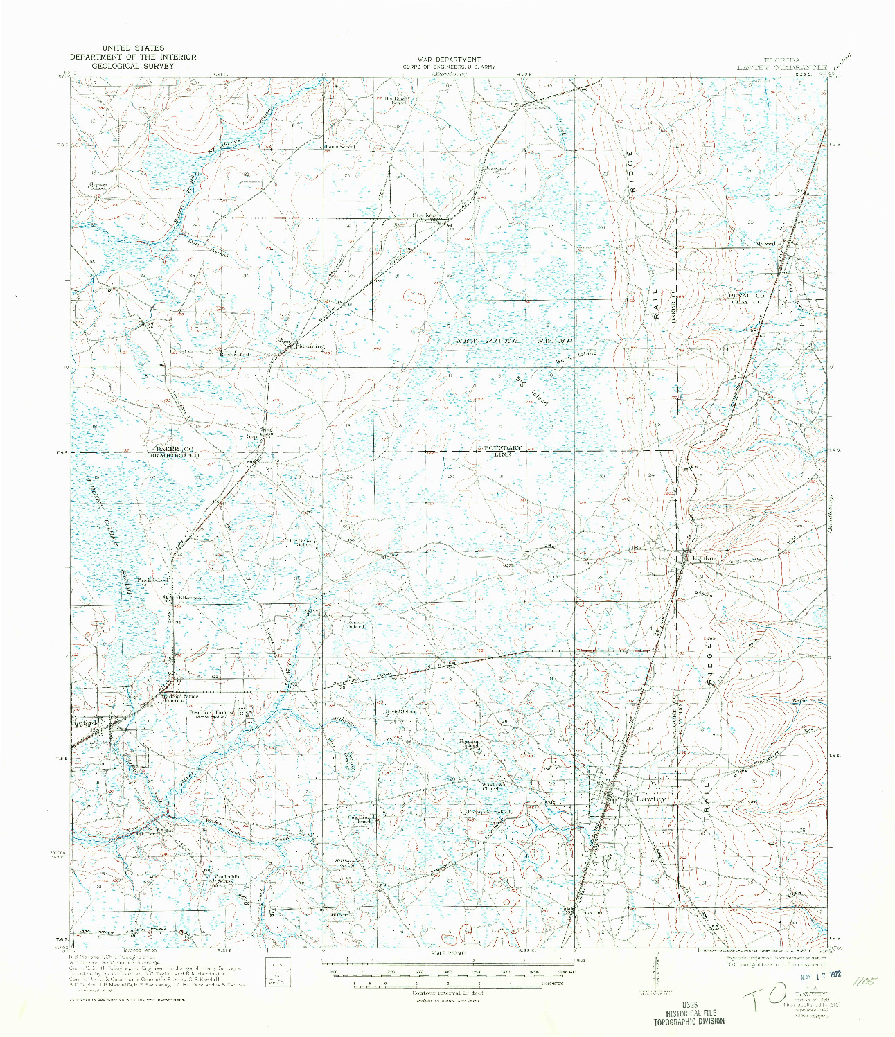 USGS 1:62500-SCALE QUADRANGLE FOR LAWTEY, FL 1918