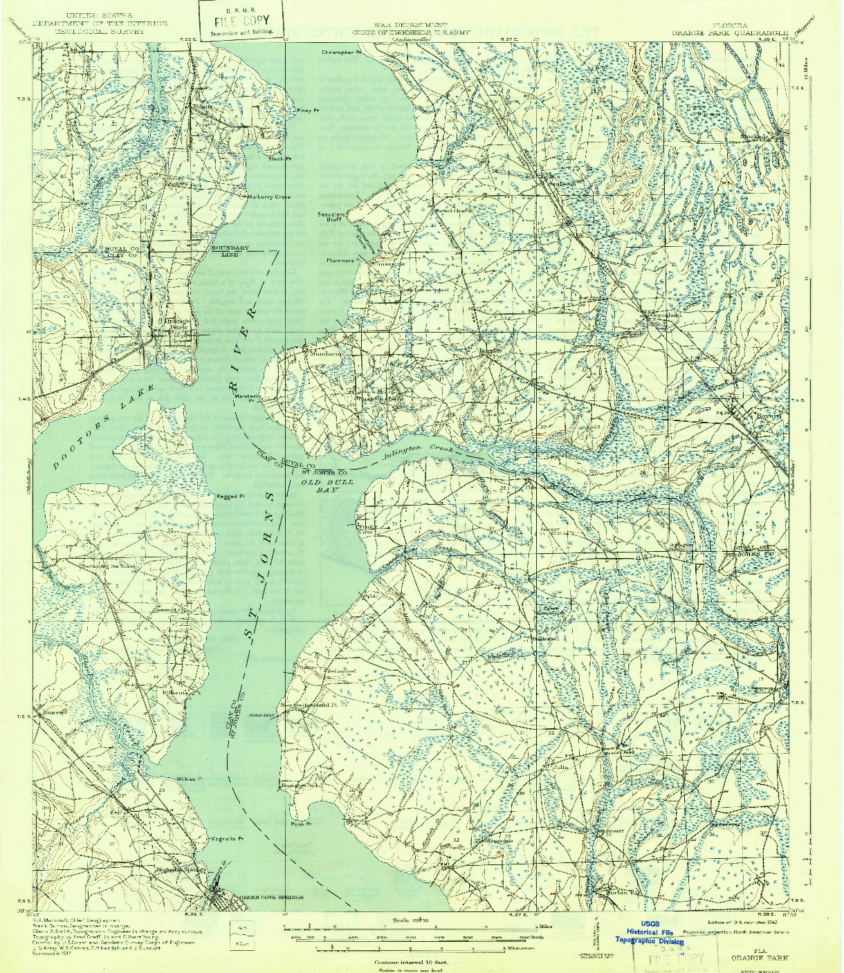 USGS 1:62500-SCALE QUADRANGLE FOR ORANGE PARK, FL 1918