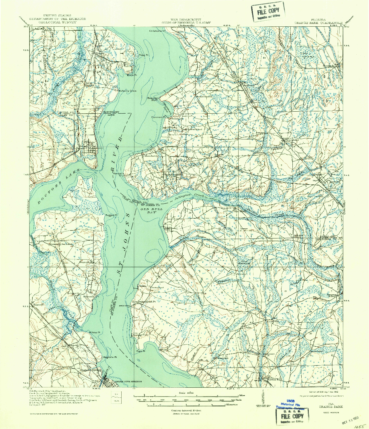 USGS 1:62500-SCALE QUADRANGLE FOR ORANGE PARK, FL 1918