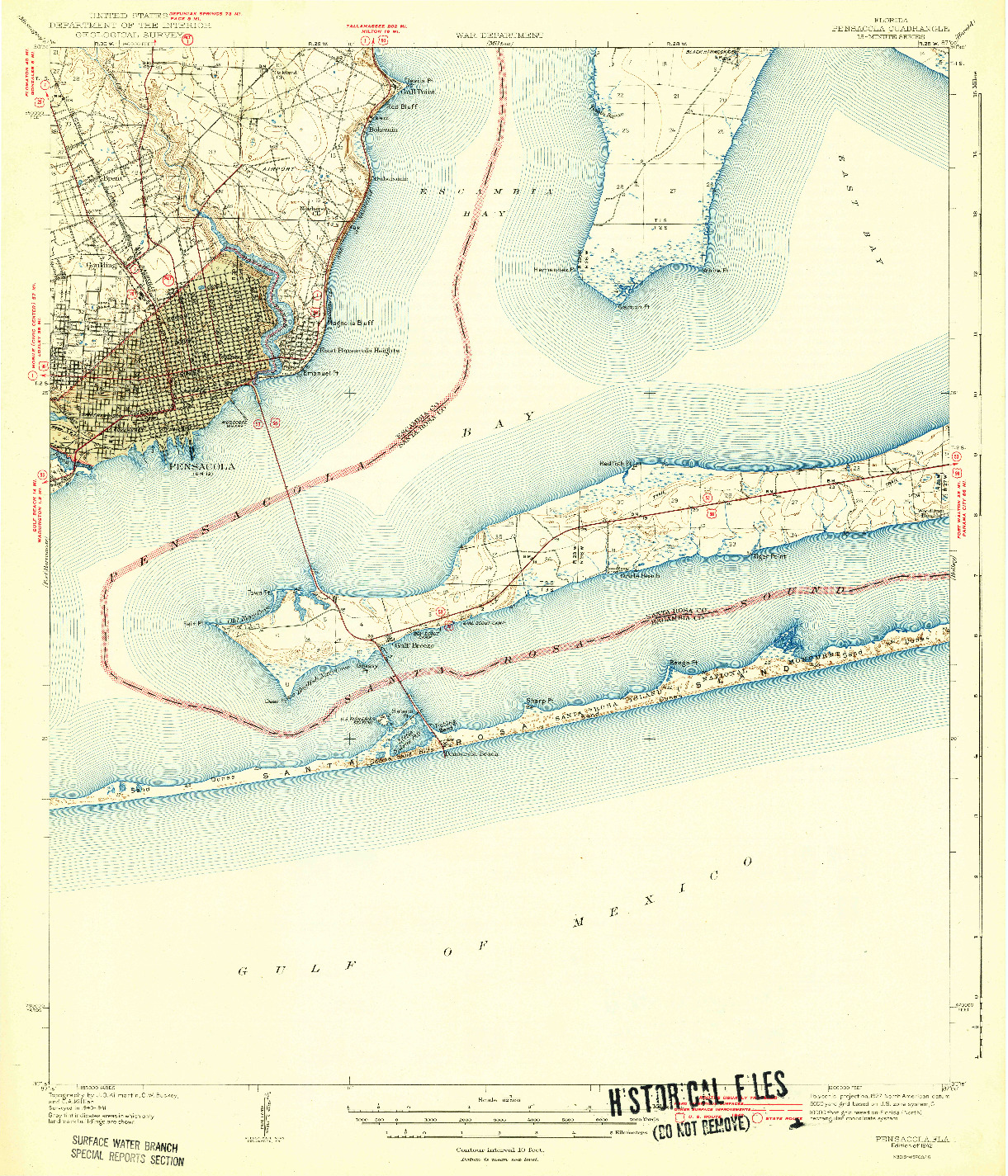USGS 1:62500-SCALE QUADRANGLE FOR PENSACOLA, FL 1942