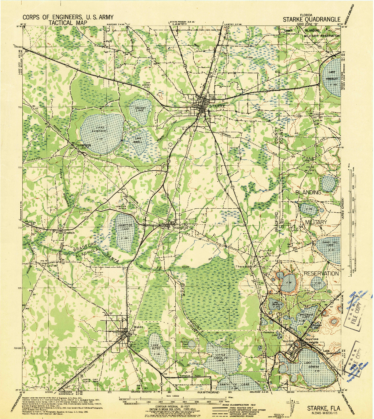 USGS 1:62500-SCALE QUADRANGLE FOR STARKE, FL 1941