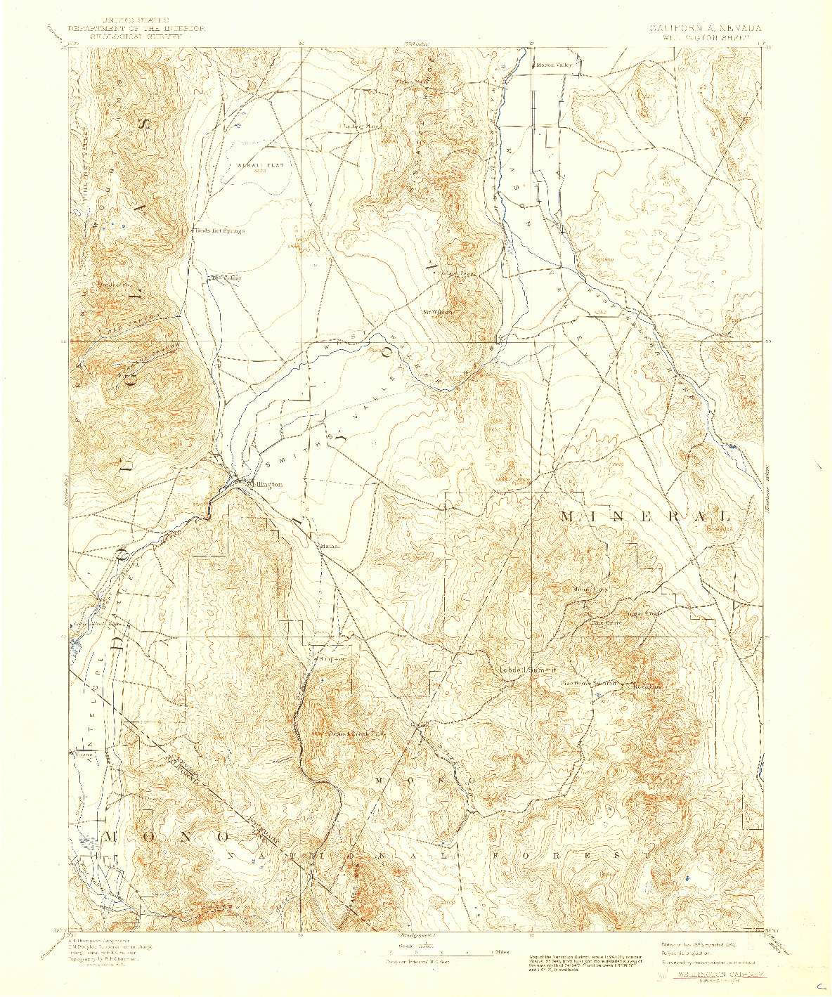 USGS 1:125000-SCALE QUADRANGLE FOR WELLINGTON, CA 1893