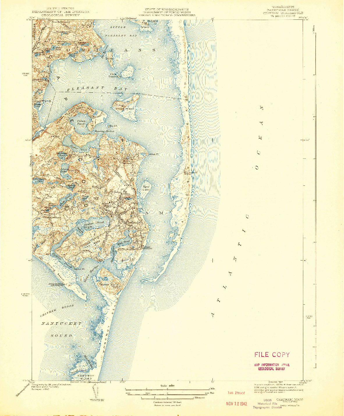 USGS 1:31680-SCALE QUADRANGLE FOR CHATHAM, MA 1942