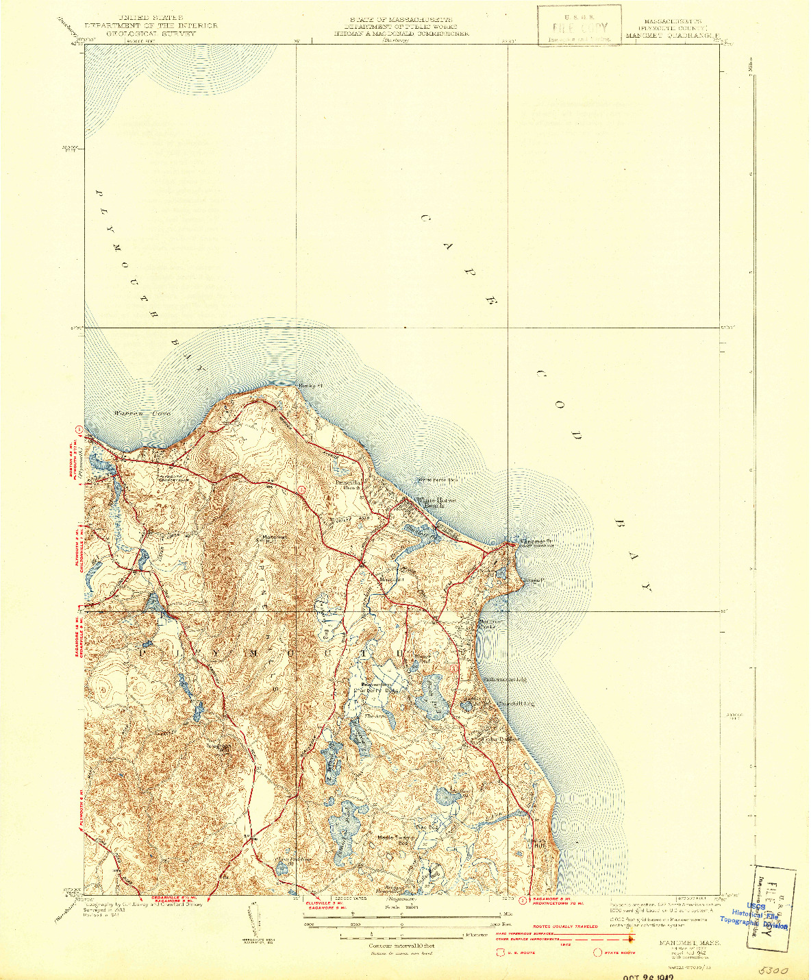 USGS 1:31680-SCALE QUADRANGLE FOR MANOMET, MA 1937