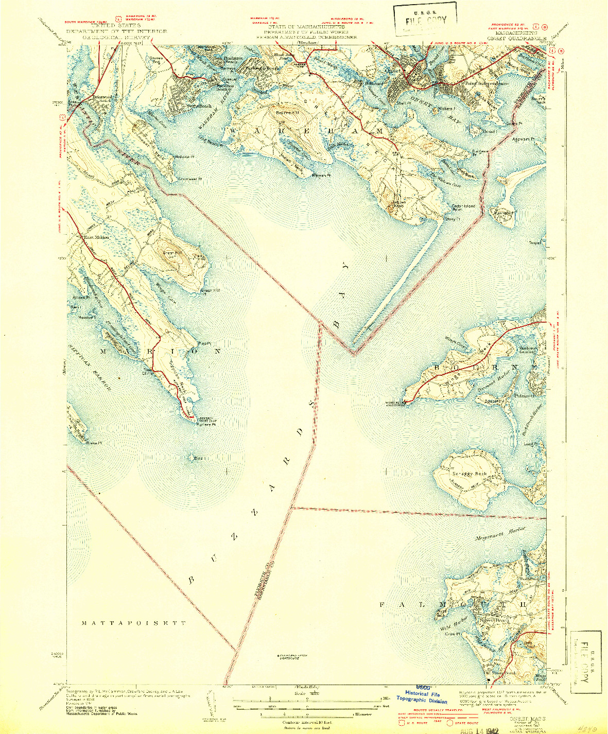 USGS 1:31680-SCALE QUADRANGLE FOR ONSET, MA 1941