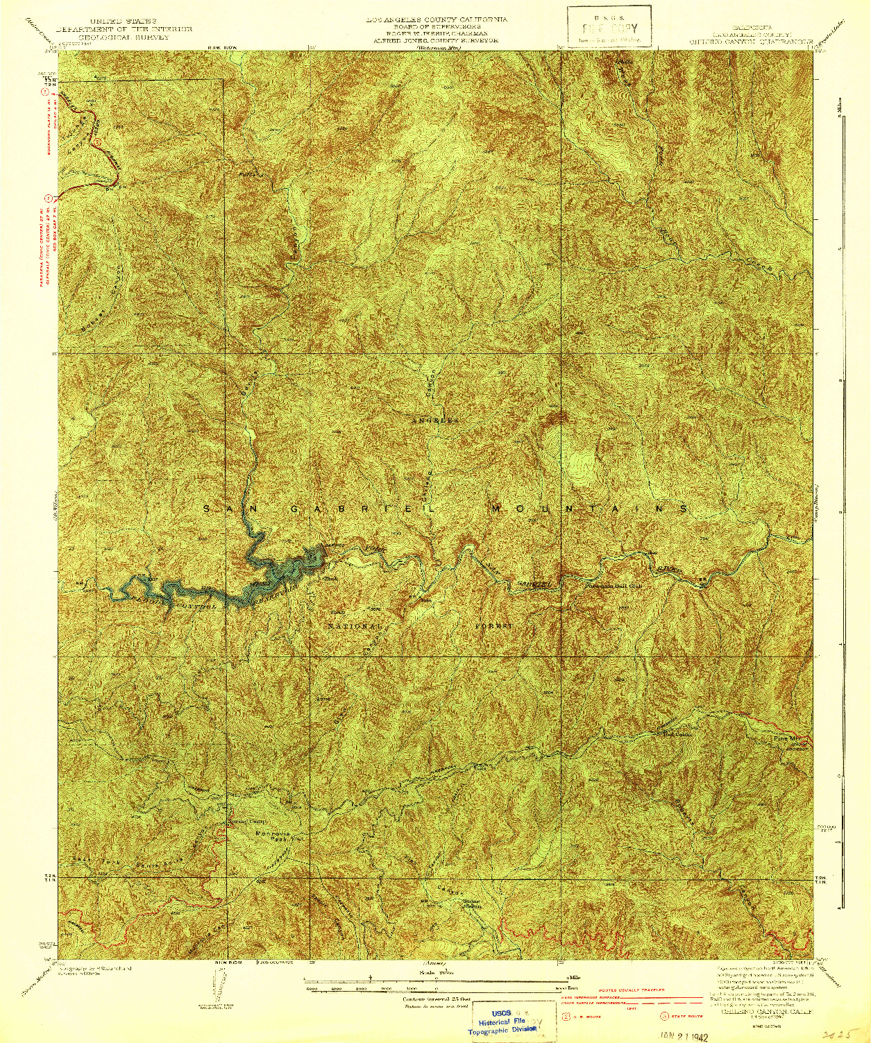 USGS 1:24000-SCALE QUADRANGLE FOR CHILENO CANYON, CA 1942