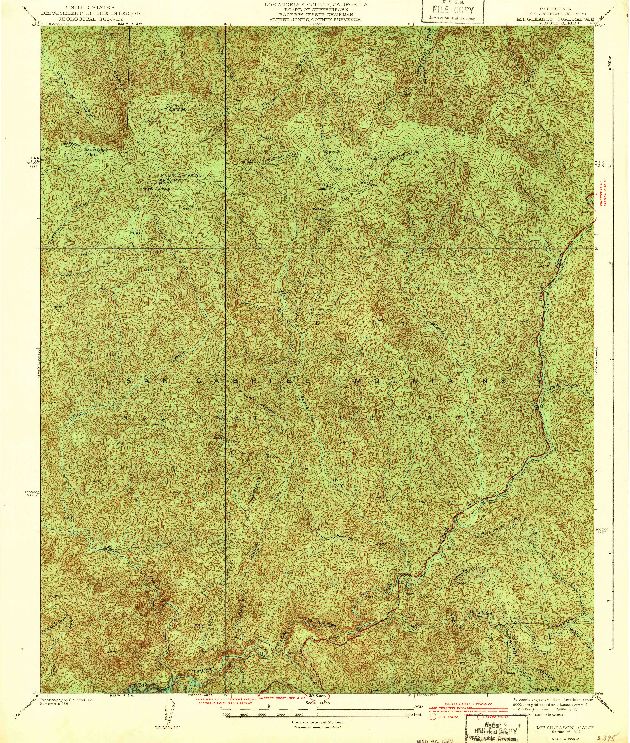 USGS 1:24000-SCALE QUADRANGLE FOR MT. GLEASON, CA 1942
