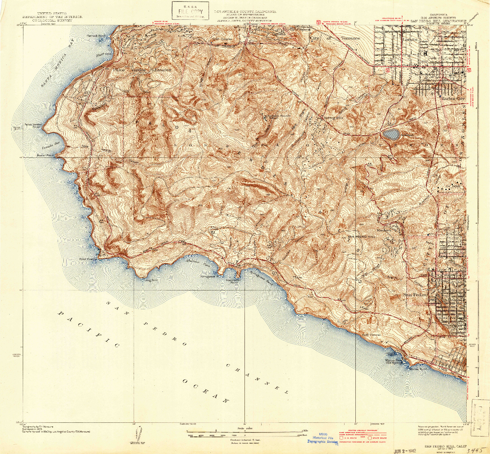 USGS 1:24000-SCALE QUADRANGLE FOR SAN PEDRO HILL, CA 1942