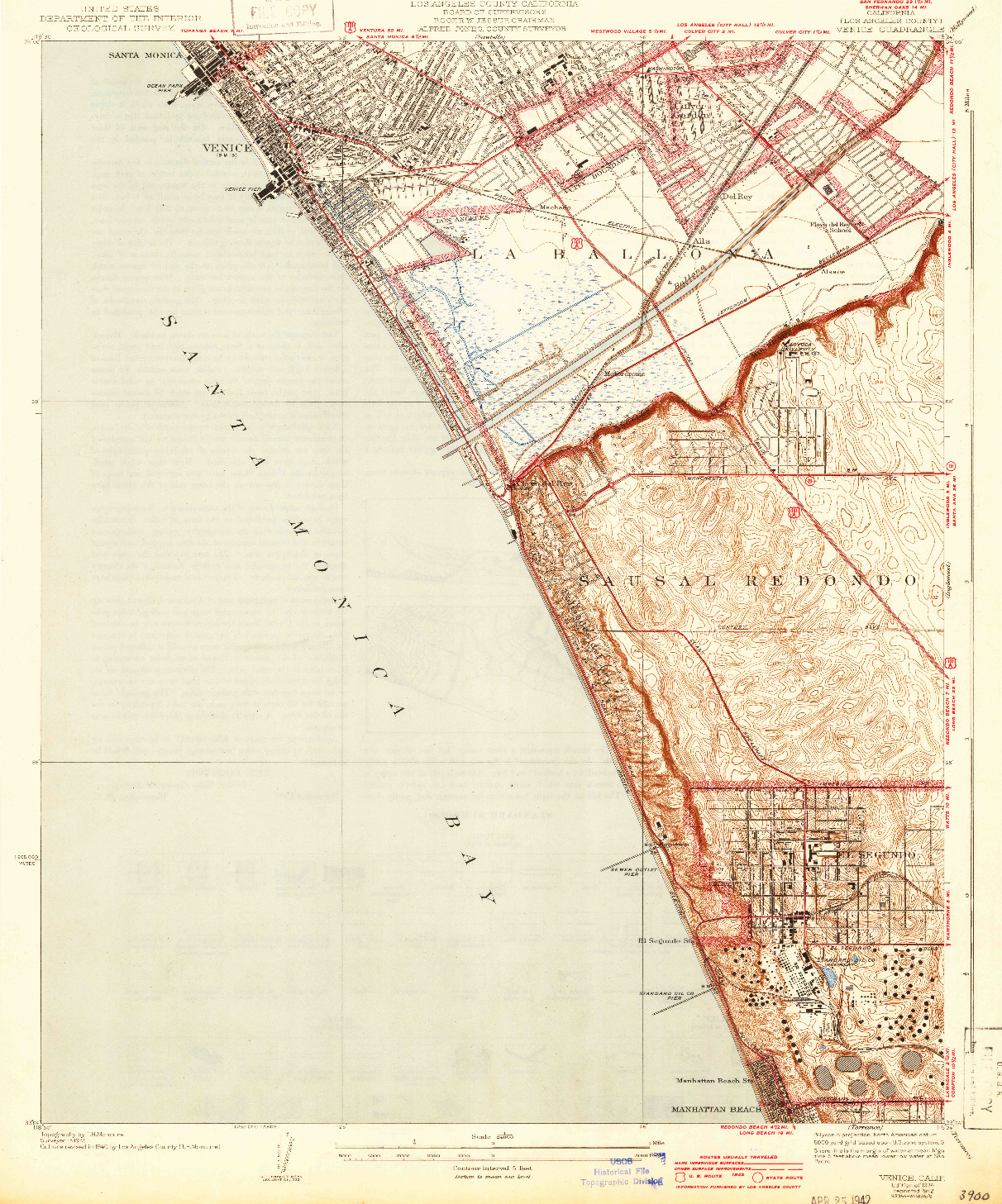 USGS 1:24000-SCALE QUADRANGLE FOR VENICE, CA 1934