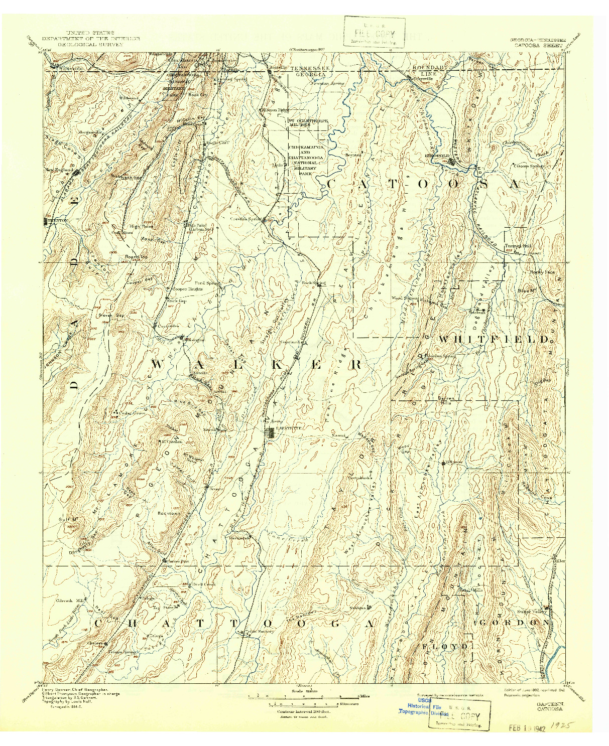 USGS 1:125000-SCALE QUADRANGLE FOR CATOOSA, GA 1892