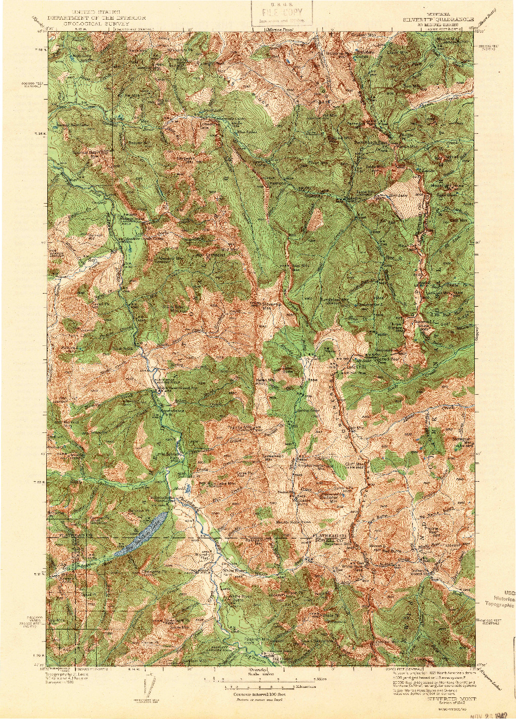 USGS 1:125000-SCALE QUADRANGLE FOR SILVERTIP, MT 1942