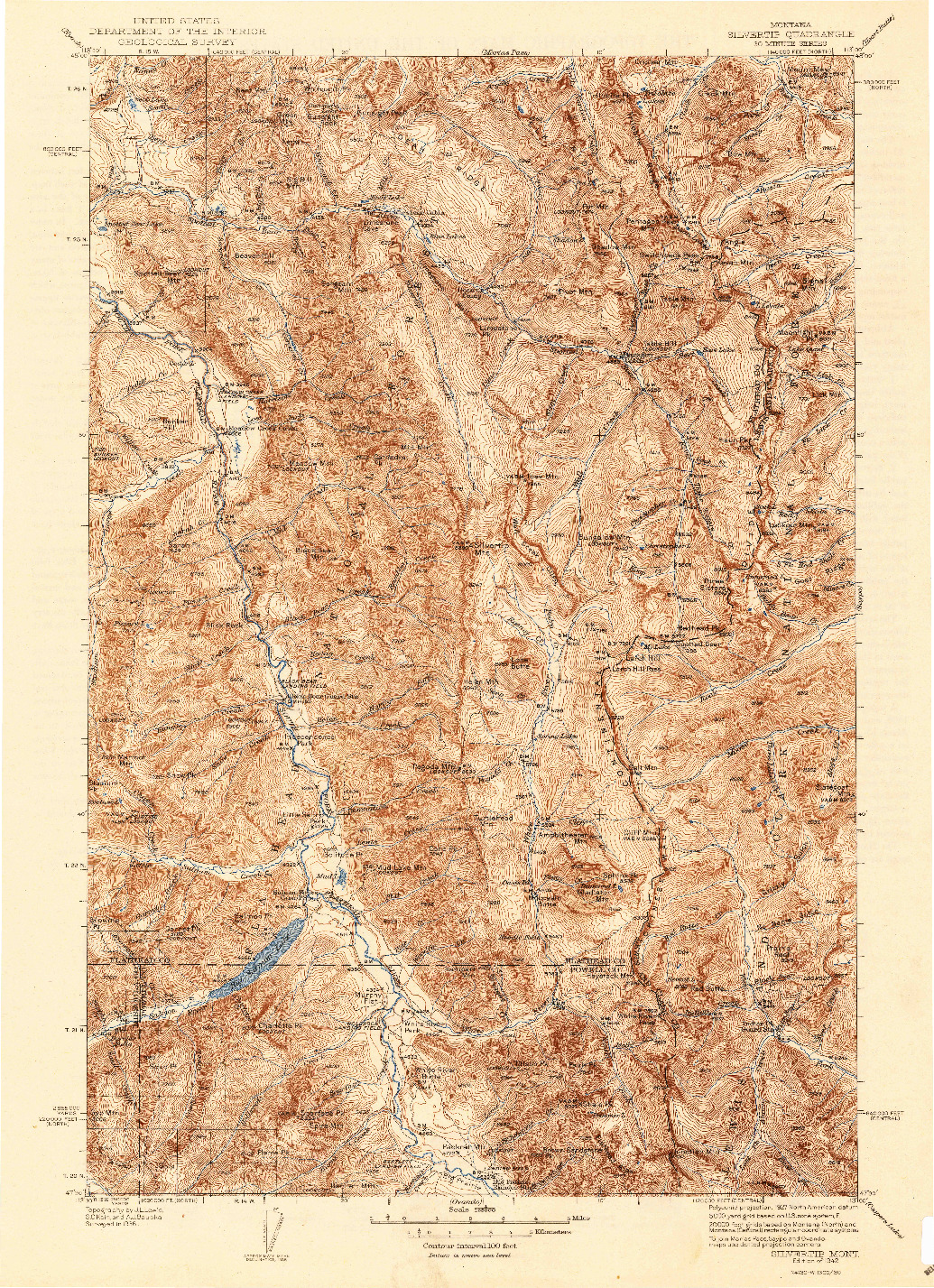 USGS 1:125000-SCALE QUADRANGLE FOR SILVERTIP, MT 1942