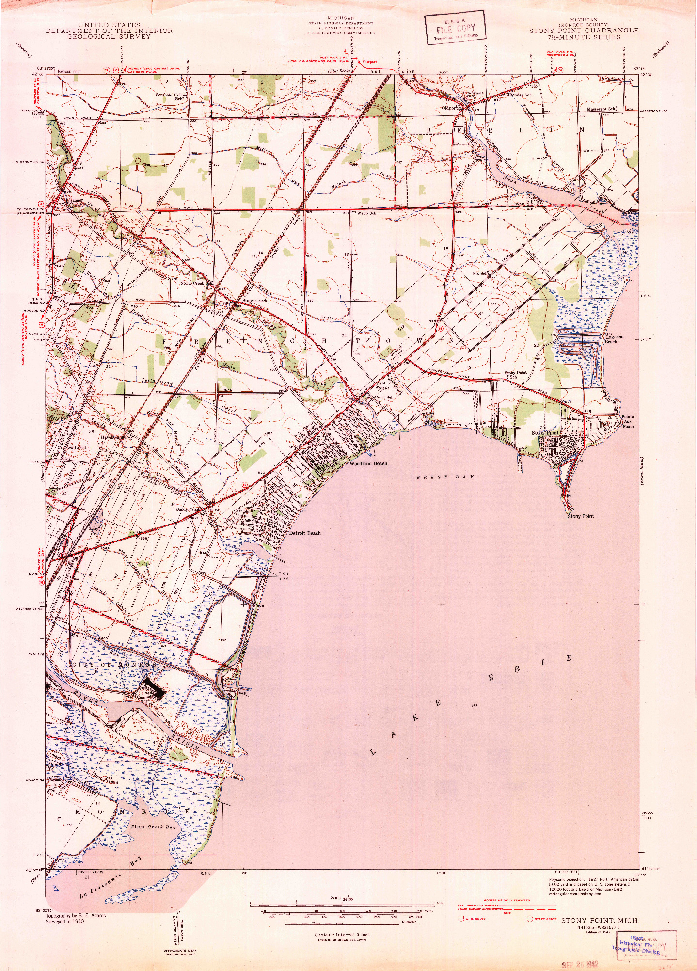 USGS 1:24000-SCALE QUADRANGLE FOR STONY POINT, MI 1942