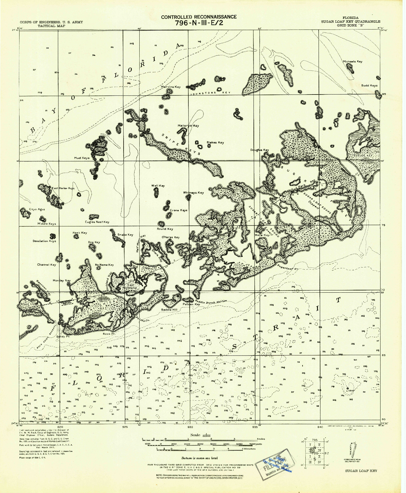 USGS 1:62500-SCALE QUADRANGLE FOR SUGAR LOAF KEY, FL 1921